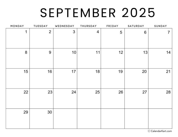 Printable Calendar 2025 Week Starting Monday