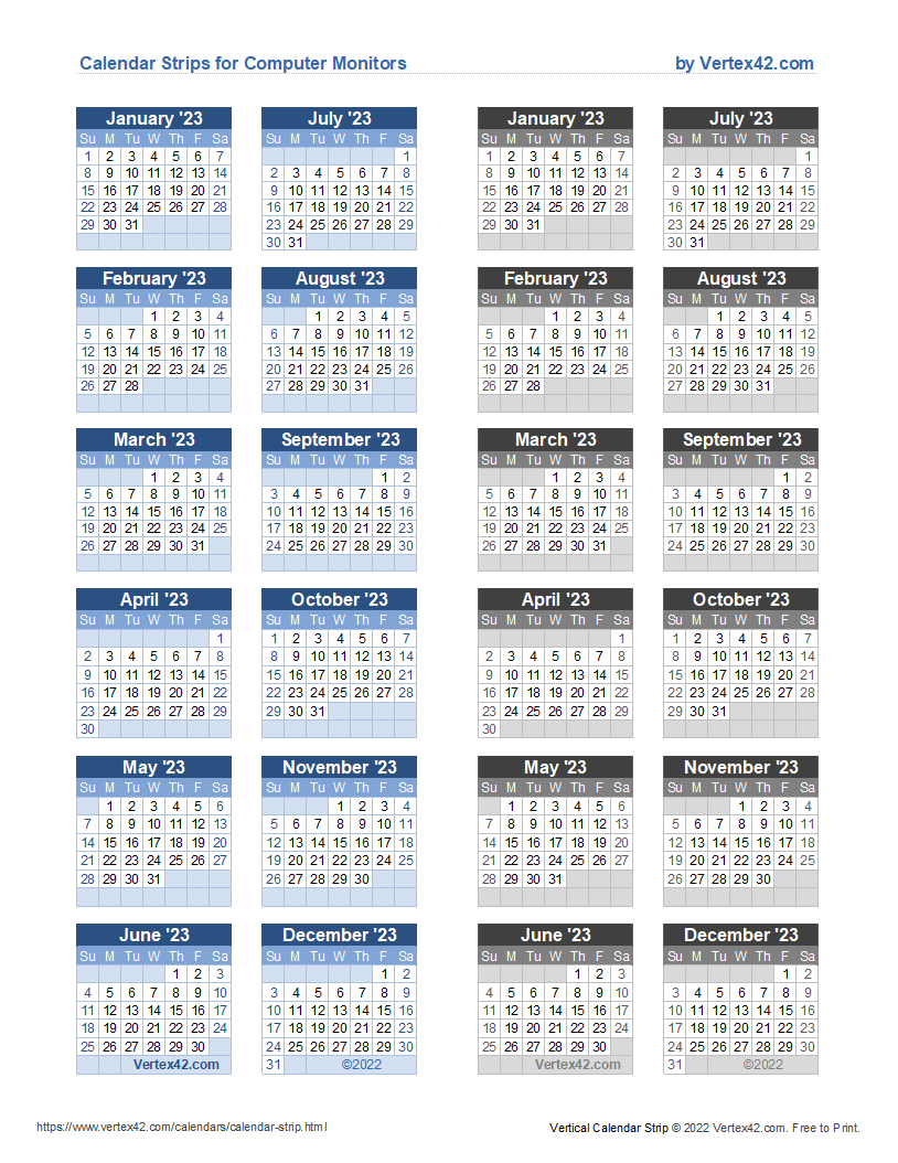 Monitor Calendar Strip Template in Free Printable Calendar Strip 2025