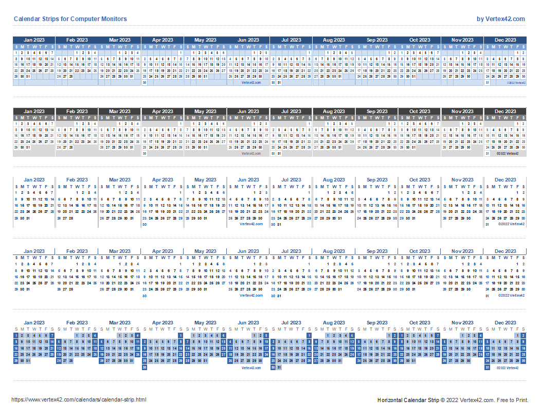 Monitor Calendar Strip Template in Free Printable Calendar Strip 2025