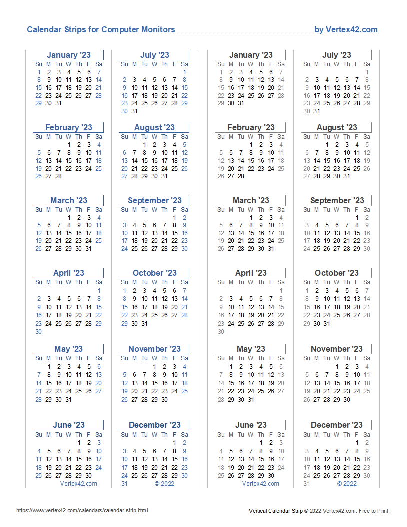 Monitor Calendar Strip Template inside 2025 Printable Calendar Strip