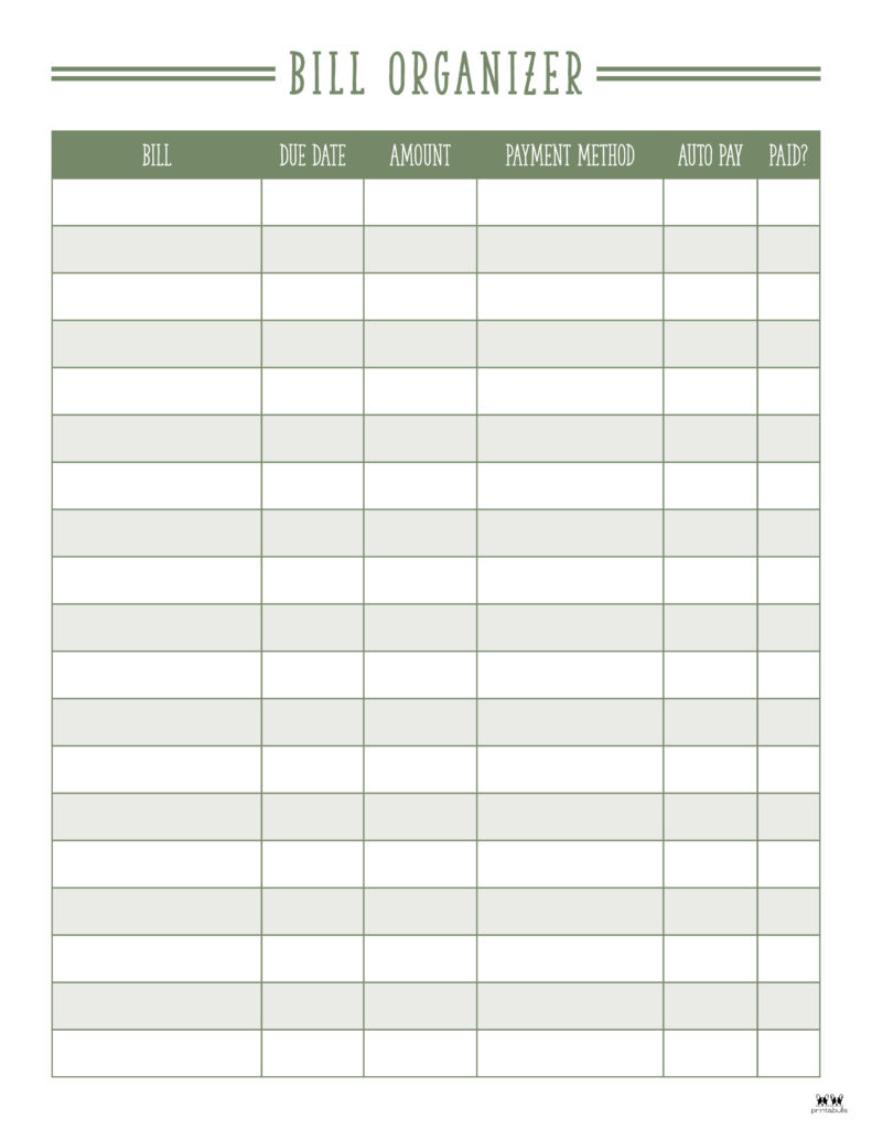 Monthly Bill Organizers - 18 Free Printables | Printabulls inside Free Printable Bill Calendar 2025