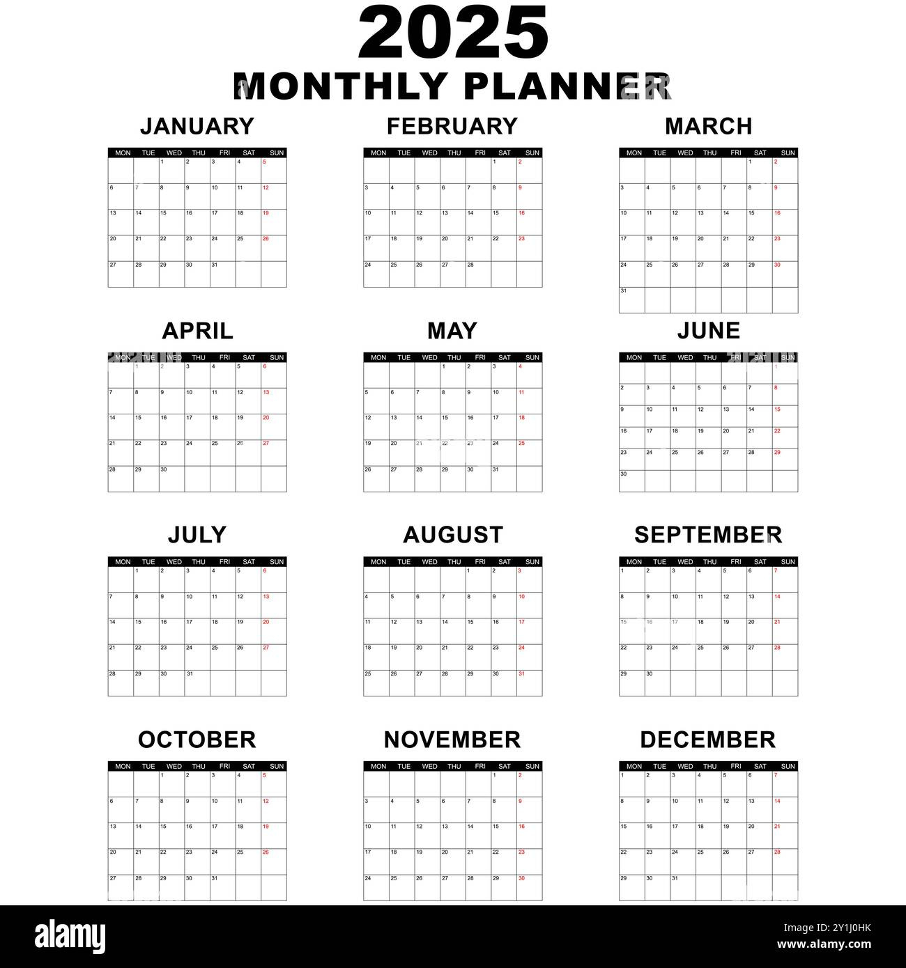 Monthly Calendar Template For 2025 Year. Wall Calendar In A in Monthly Calendar Planner 2025 Printable