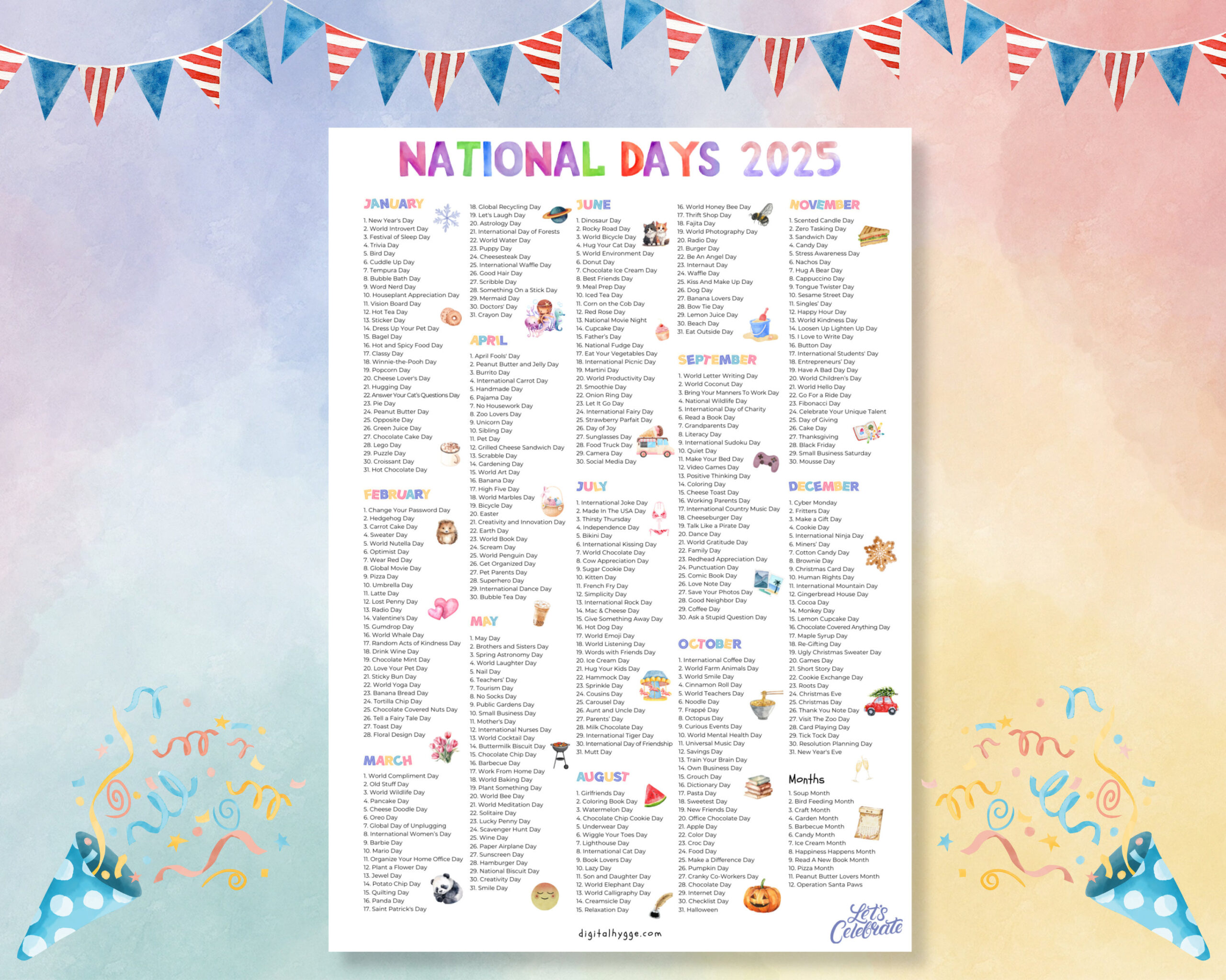 National Days Calendar Printable 2025 National Holidays Calendar for Printable National Day Calendar 2025