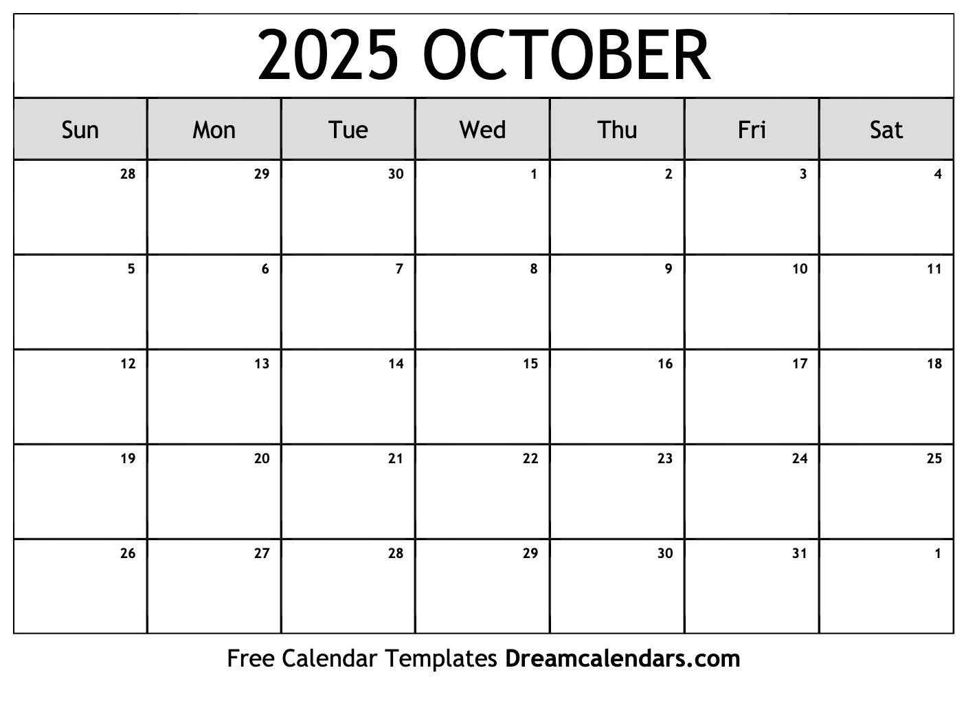 Free October 2025 Printable Calendar Printable Calendars