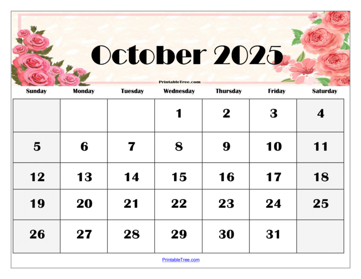 Calendar October 2025 Printable Free