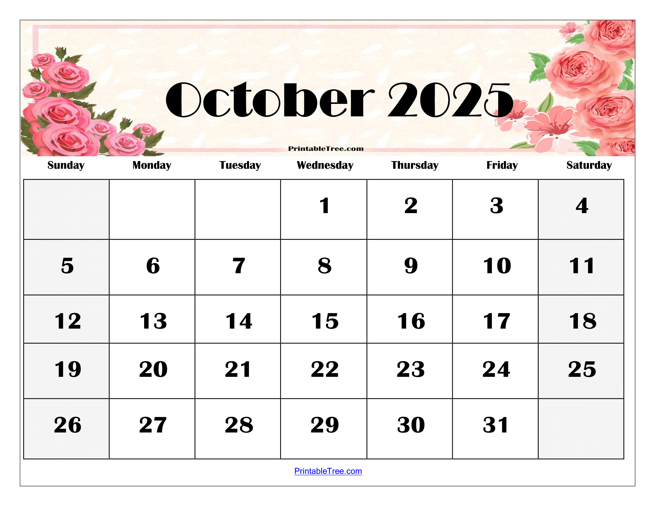 October 2025 Calendar Printable Pdf Template With Holidays for Calendar October 2025 Printable Free