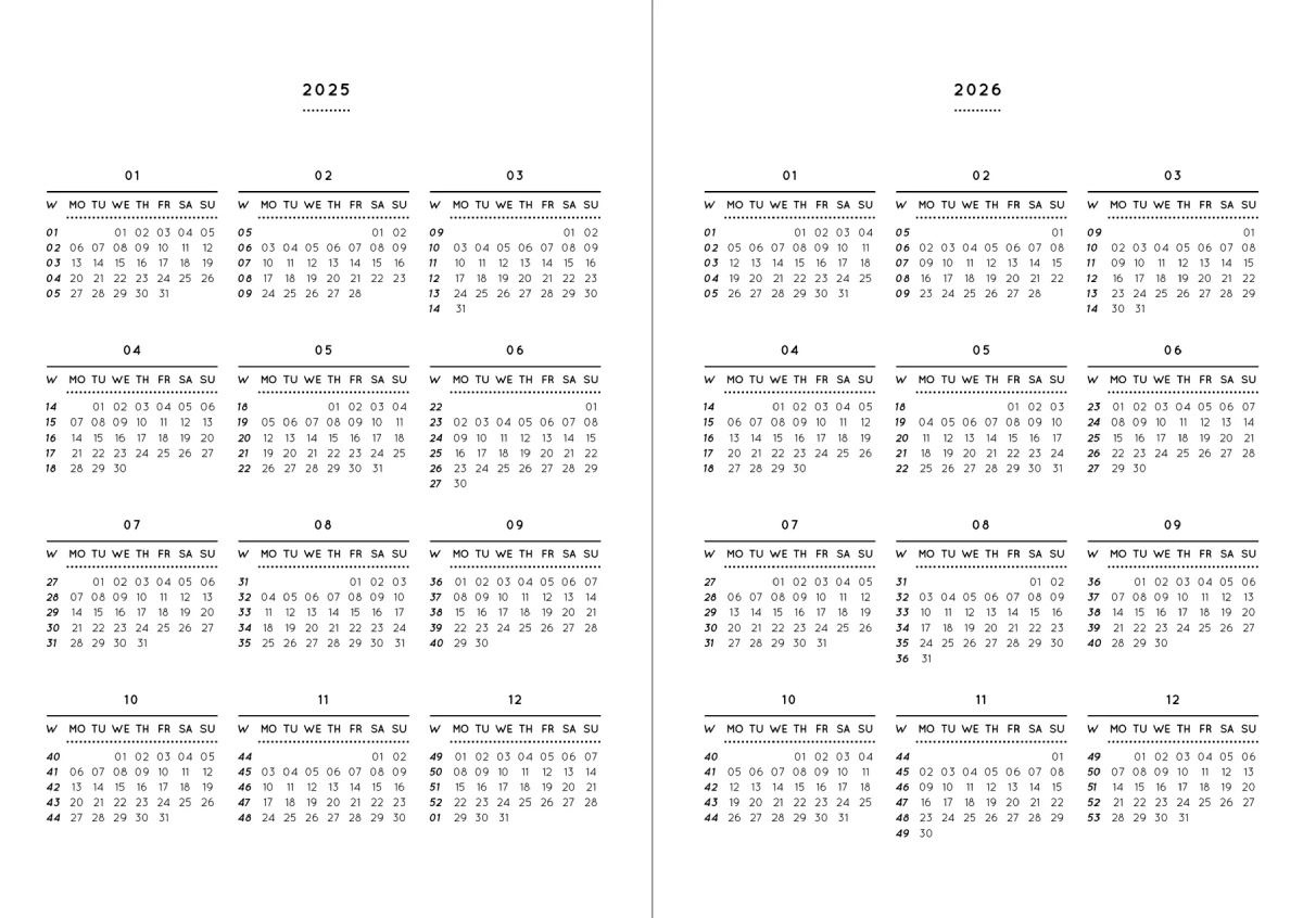 Pocket Planner 2025 Vellum White (Din A6) for Pocket Calendar 2025 Printable