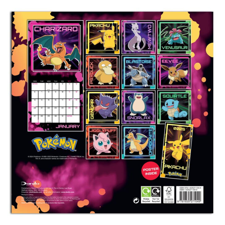 Pokemon Calendar 2025 Printable