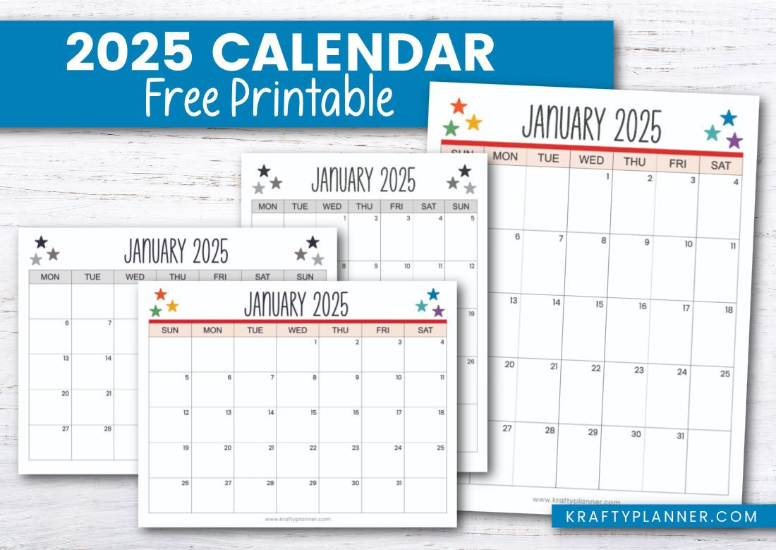 Printable 2025 Calendar To Plan Your Year — Krafty Planner throughout Free 2025 Calendar 2025 Printable