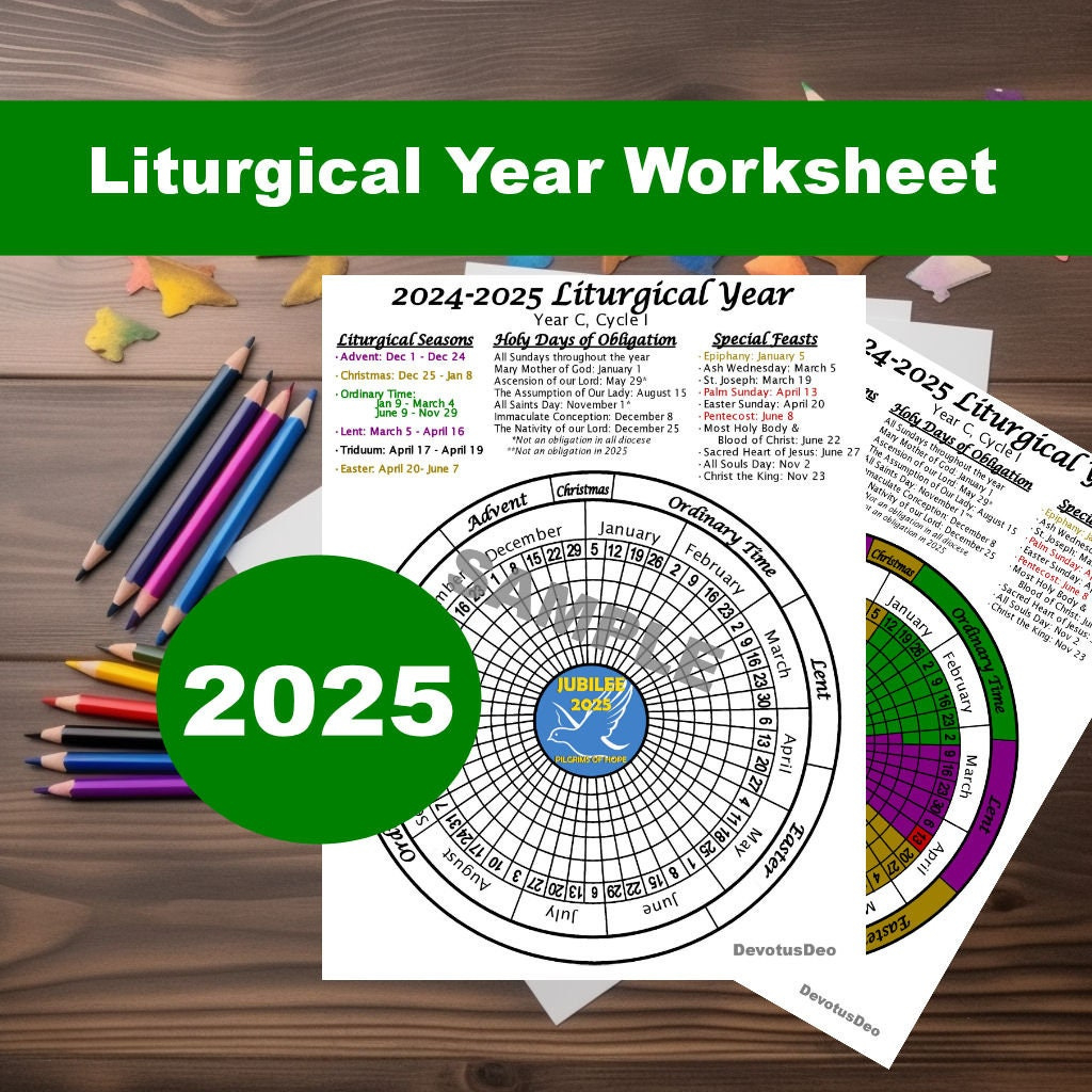 Printable 2025 Liturgical Calendar, Downloadable Catholic in Liturgical Calendar 2025 Printable Free Download