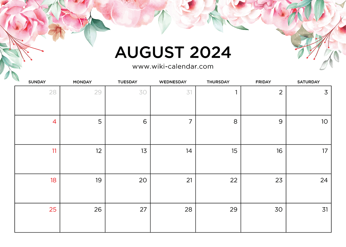 Printable August 2024 Calendar Templates With Holidays for August 2025 Calendar Printable Wiki