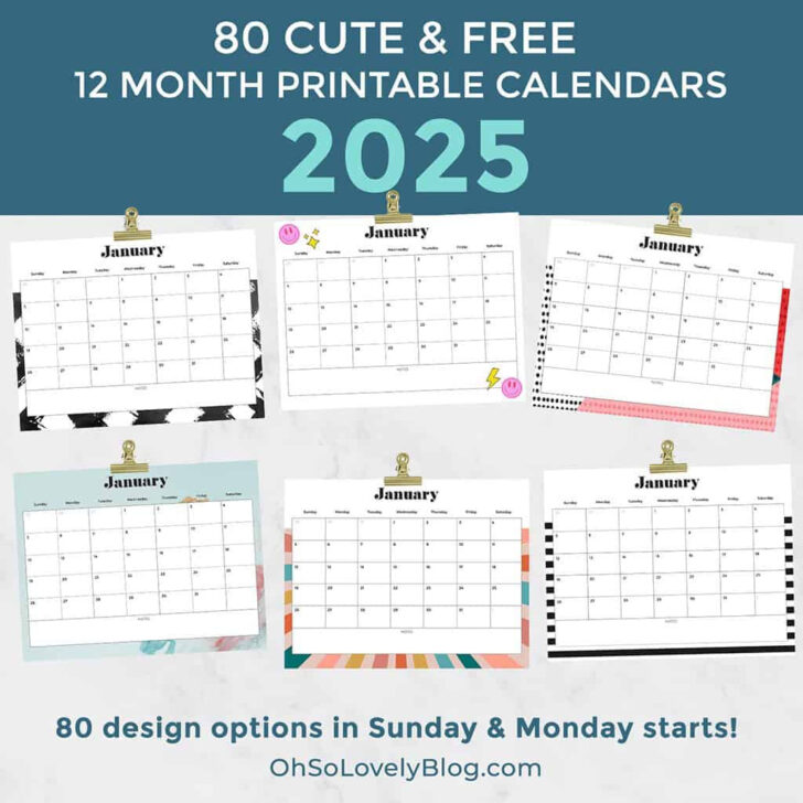 Monthly Calendar 2025 Printable Free