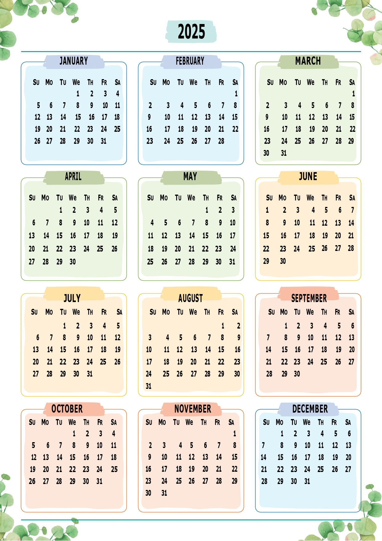 Printable Calendar 2025 One Page With Holidays (Single Page) 2025 for 2025 Calendar 1 Page Printable