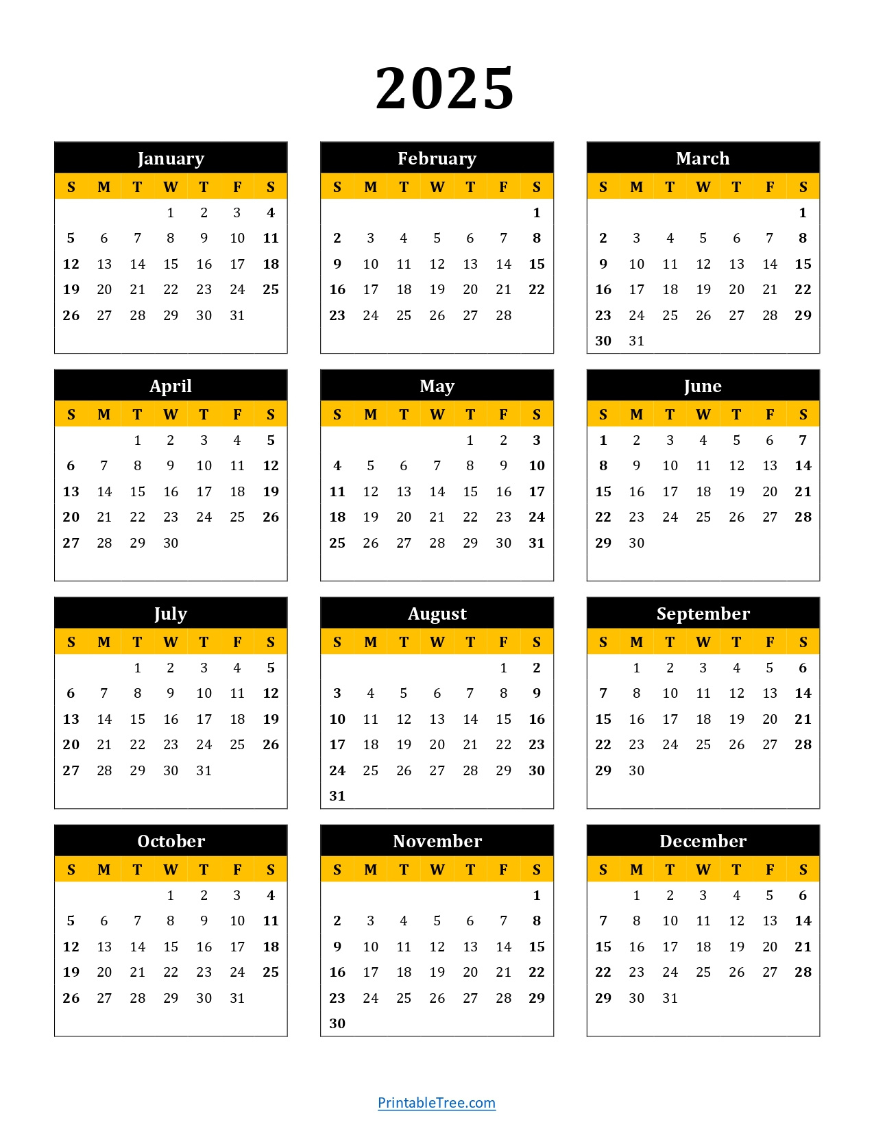 Printable Calendar 2025 One Page With Holidays (Single Page) 2025 for 2025 Calendar Printable Portrait