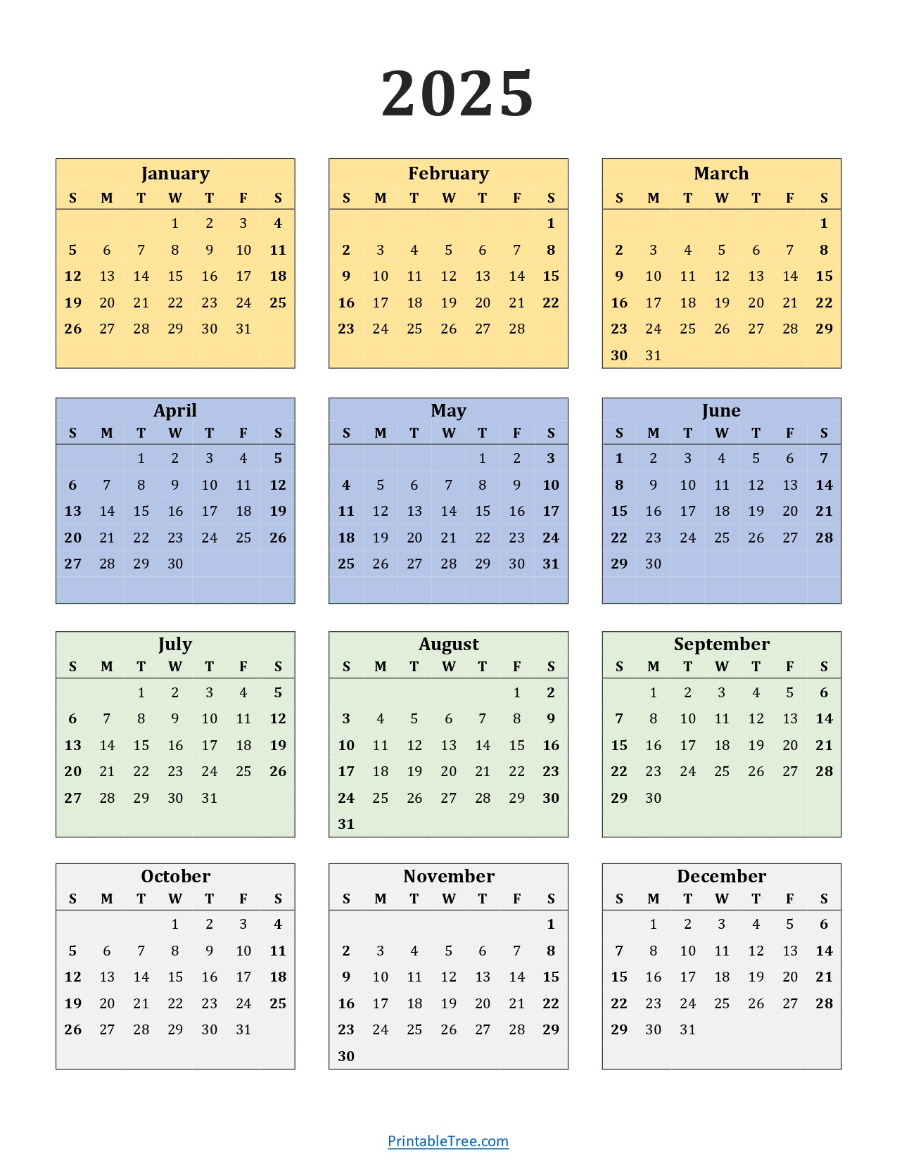 Printable Calendar 2025 One Page With Holidays (Single Page) 2025 for 2025 Free Printable Calendar One Page