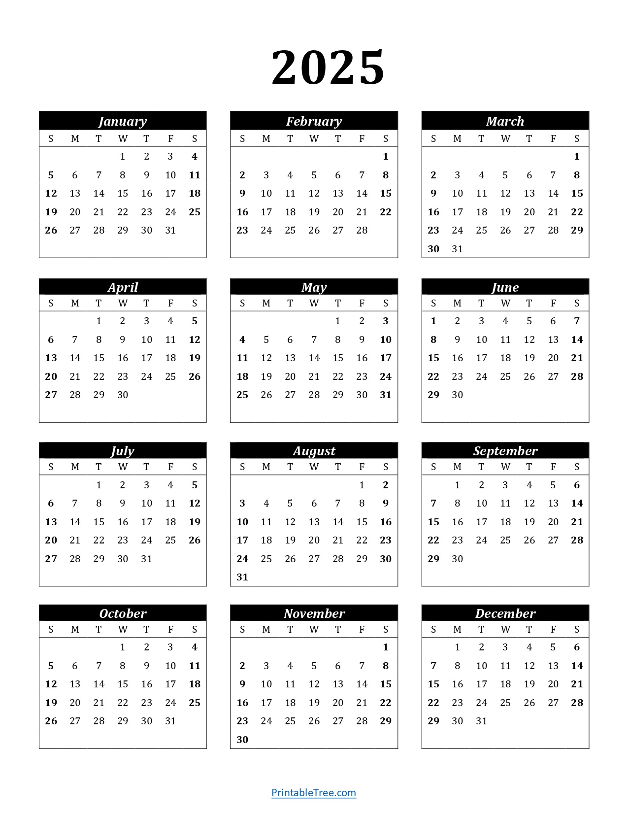 Printable Calendar 2025 One Page With Holidays (Single Page) 2025 throughout 2025 Julian Calendar Printable Free