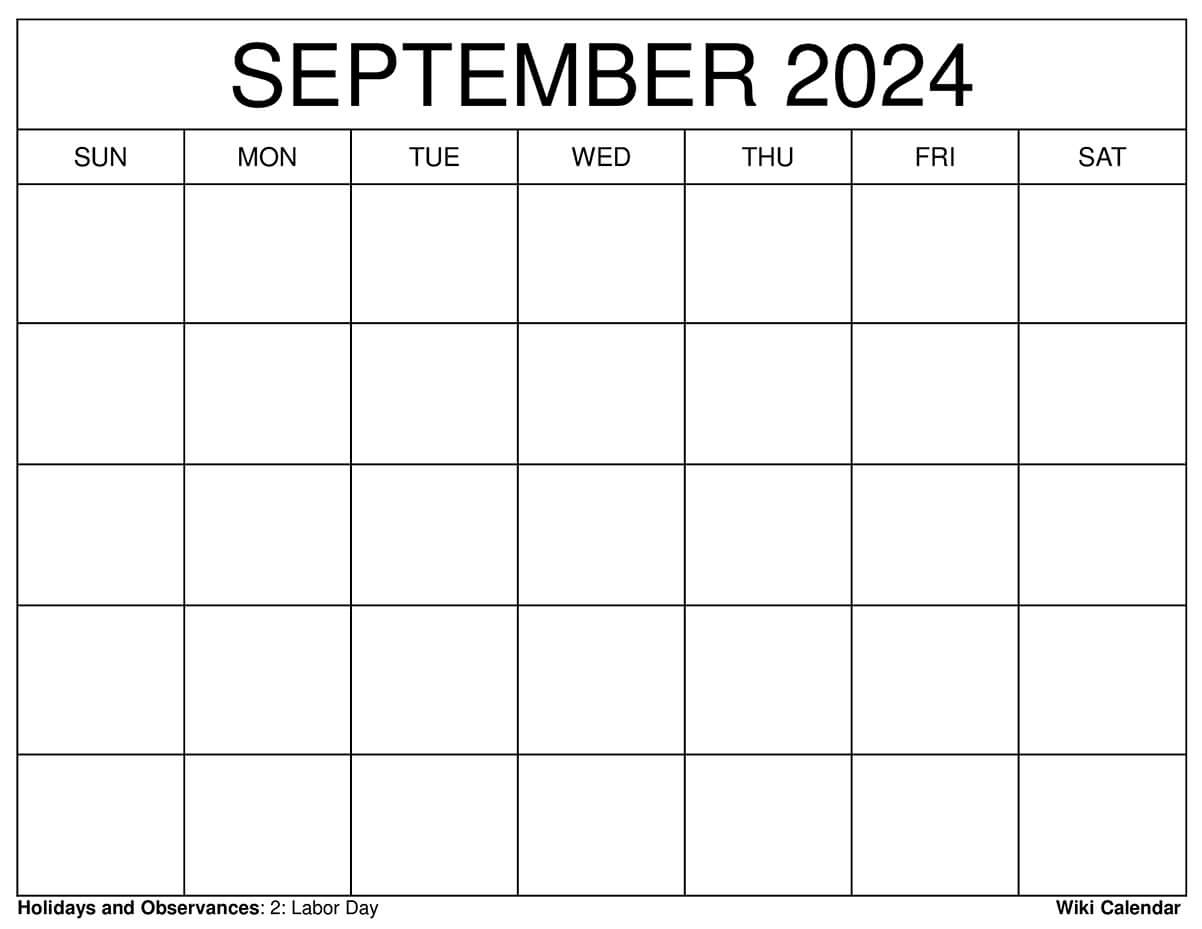 Printable September 2024 Calendar Templates With Holidays intended for September 2025 Calendar Printable Wiki