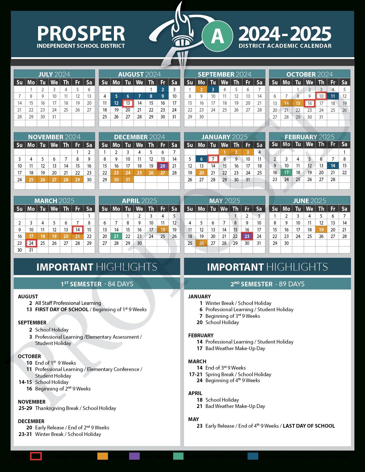 Prosper Isd Officials Select Calendar Option For 2024-25 School for Prosper Isd 2024 - 2025 Calendar Printable