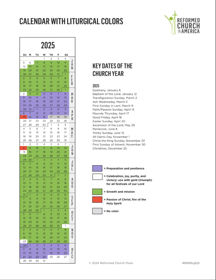 Protestant Liturgical Calendar 2025 Printable