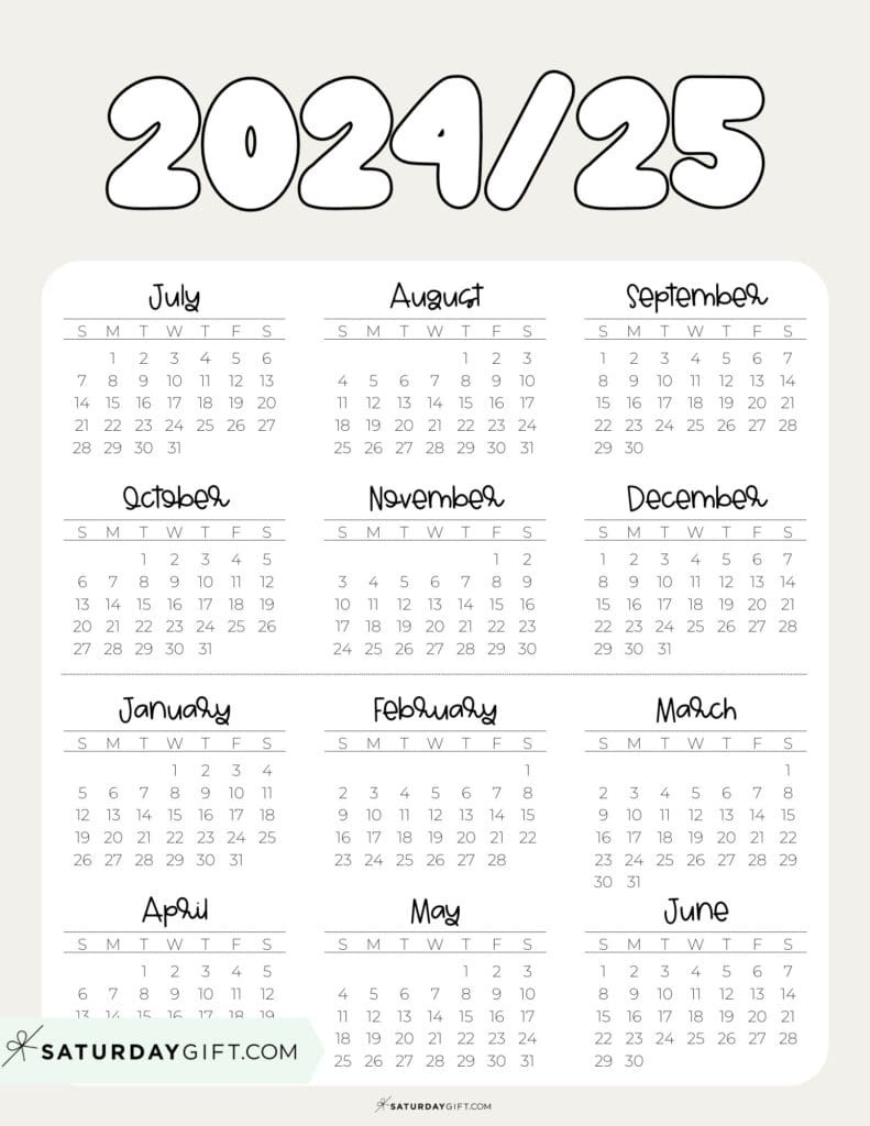 School Calendar Template - 17 Cute Printable Academic Calendars throughout Printable 2024-25 Calendar