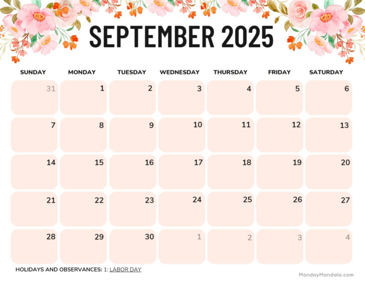 Calendar Printable 2025 September