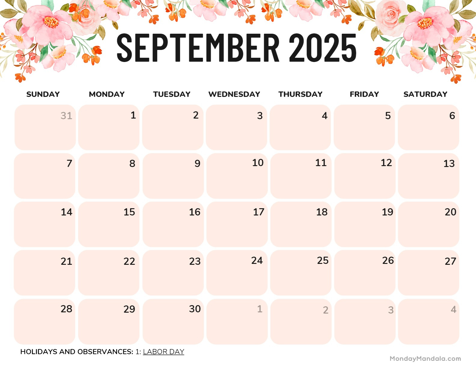 September 2025 Calendar (52 Free Pdf Printables) for Calendar Printable 2025 September