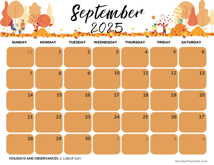 Fall 2025 Calendar Printable