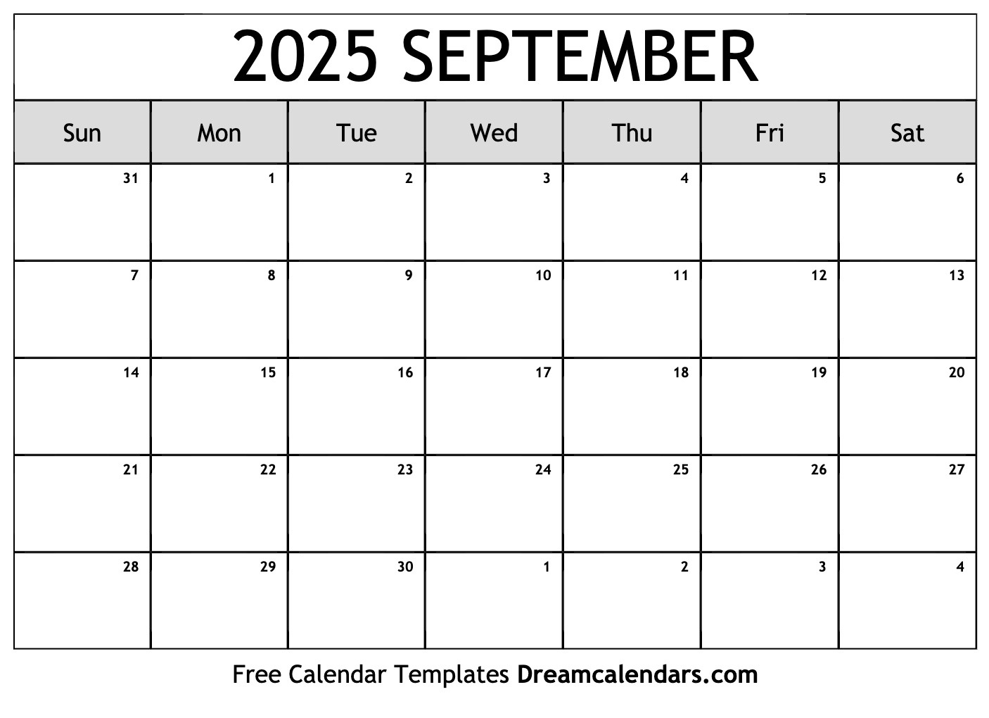 September 2025 Calendar - Free Printable With Holidays And Observances inside Blank September 2025 Calendar Printable