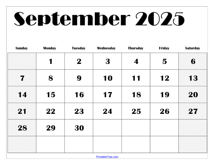 Sept 2025 Calendar Printable