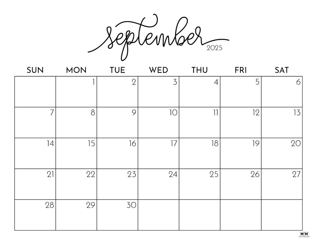 September 2025 Calendars - 107 Free Printables | Printabulls for September Printable Calendar 2025 Free