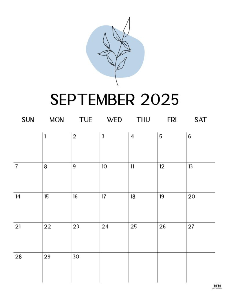 September 2025 Calendars - 107 Free Printables | Printabulls pertaining to September 2025 Calendar Printable Vertical