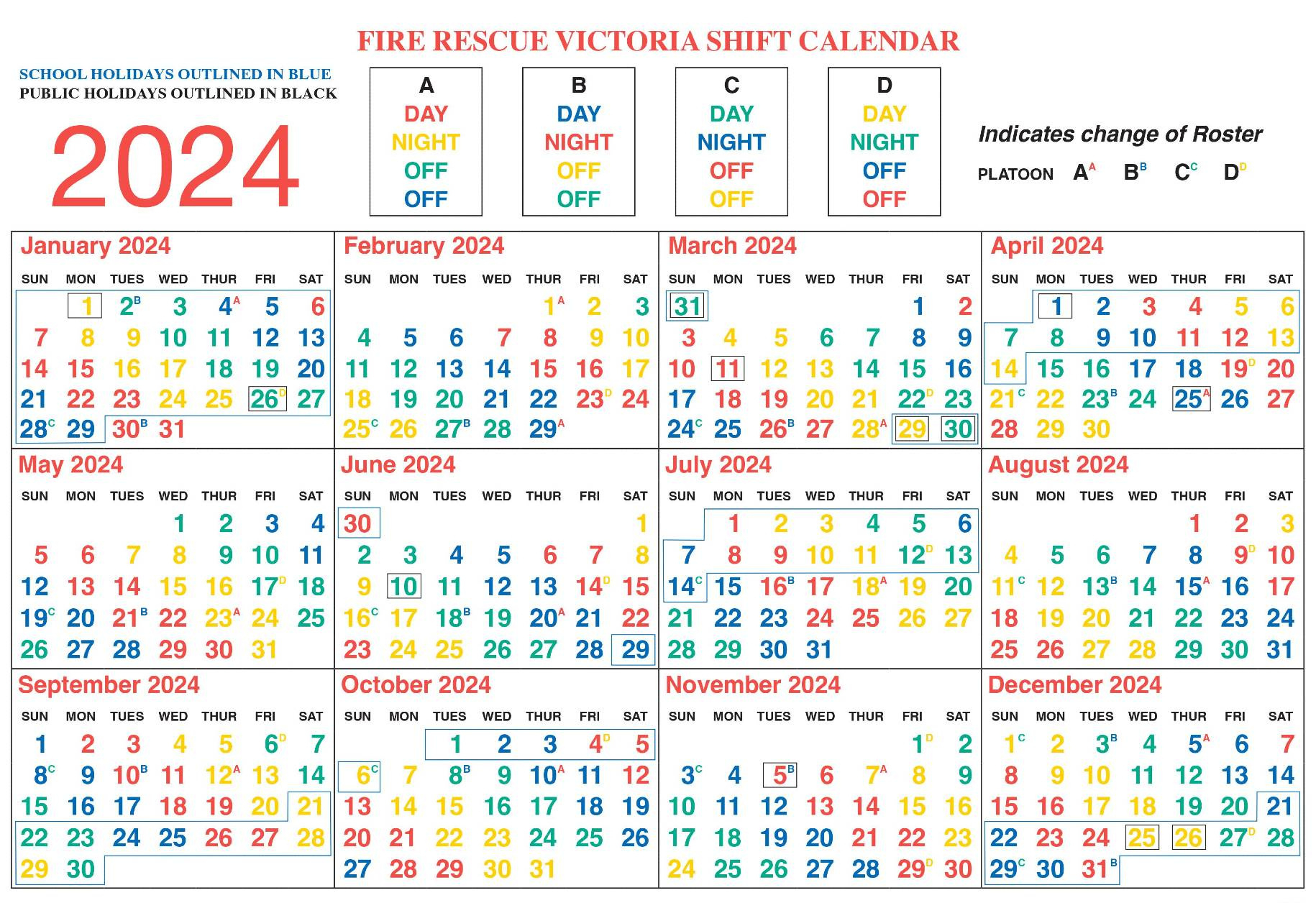 Shift Calendar – United Firefighters Union Of Australia – Victoria intended for Printable Firefighter Shift Calendar 2025