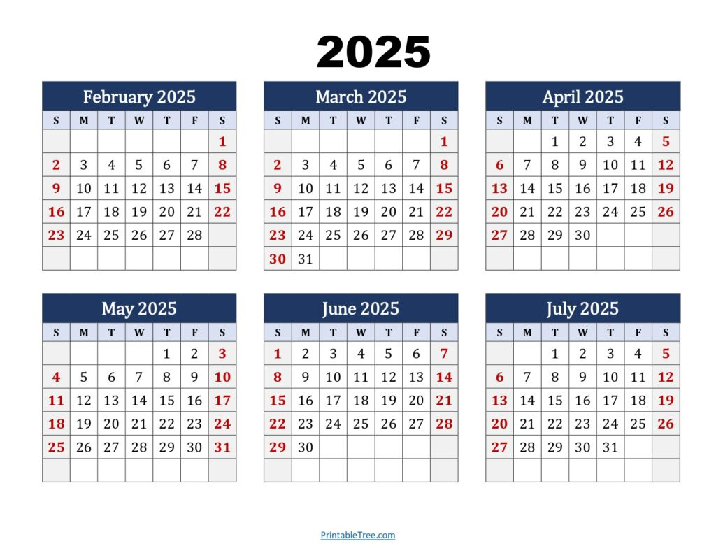 Six Month Calendar 2024-2025 Printable Pdf- 6 Months Calendar in Free Printable 6 Month Calendar 2025