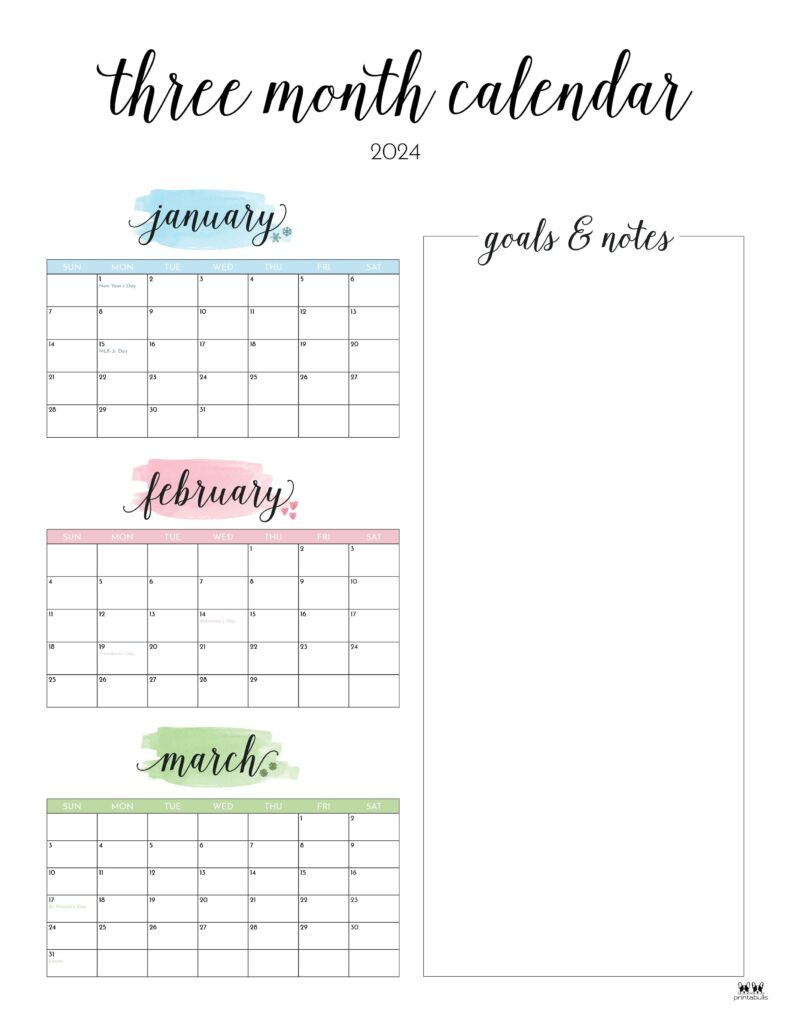 Three Month/Quarterly Calendars - 36 Free Calendars | Printabulls pertaining to Printable Calendar 3 Months Per Page 2025