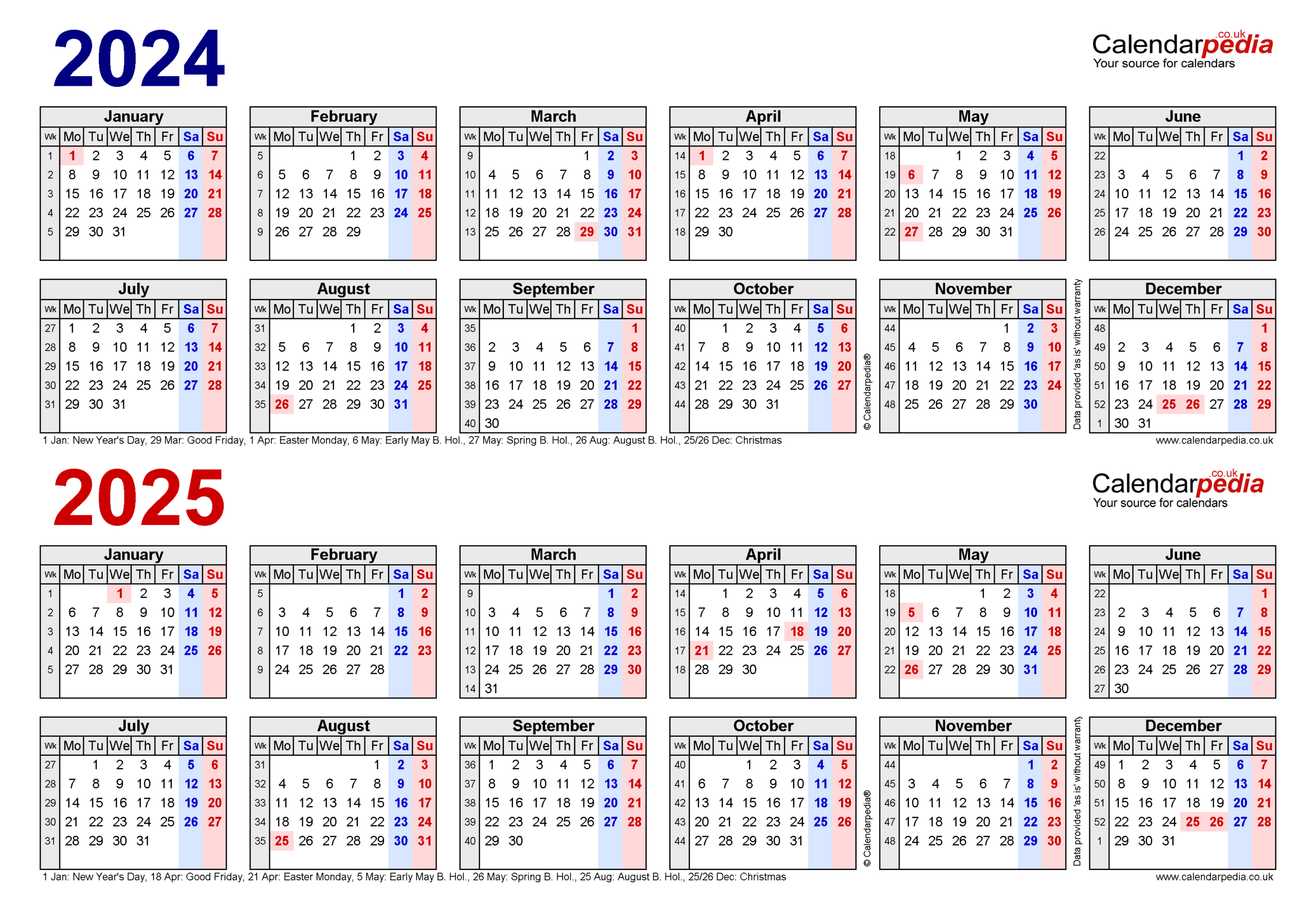 Two Year Calendars For 2024 And 2025 (Uk) For Microsoft Excel intended for Free Printable Calendar April 2024 To March 2025