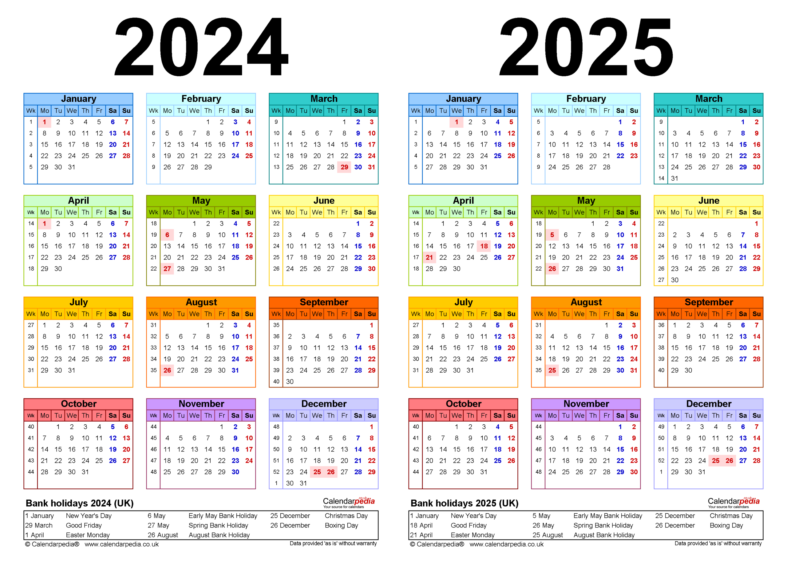 Two Year Calendars For 2024 And 2025 (Uk) For Pdf inside Printable 2024-25 Calendar