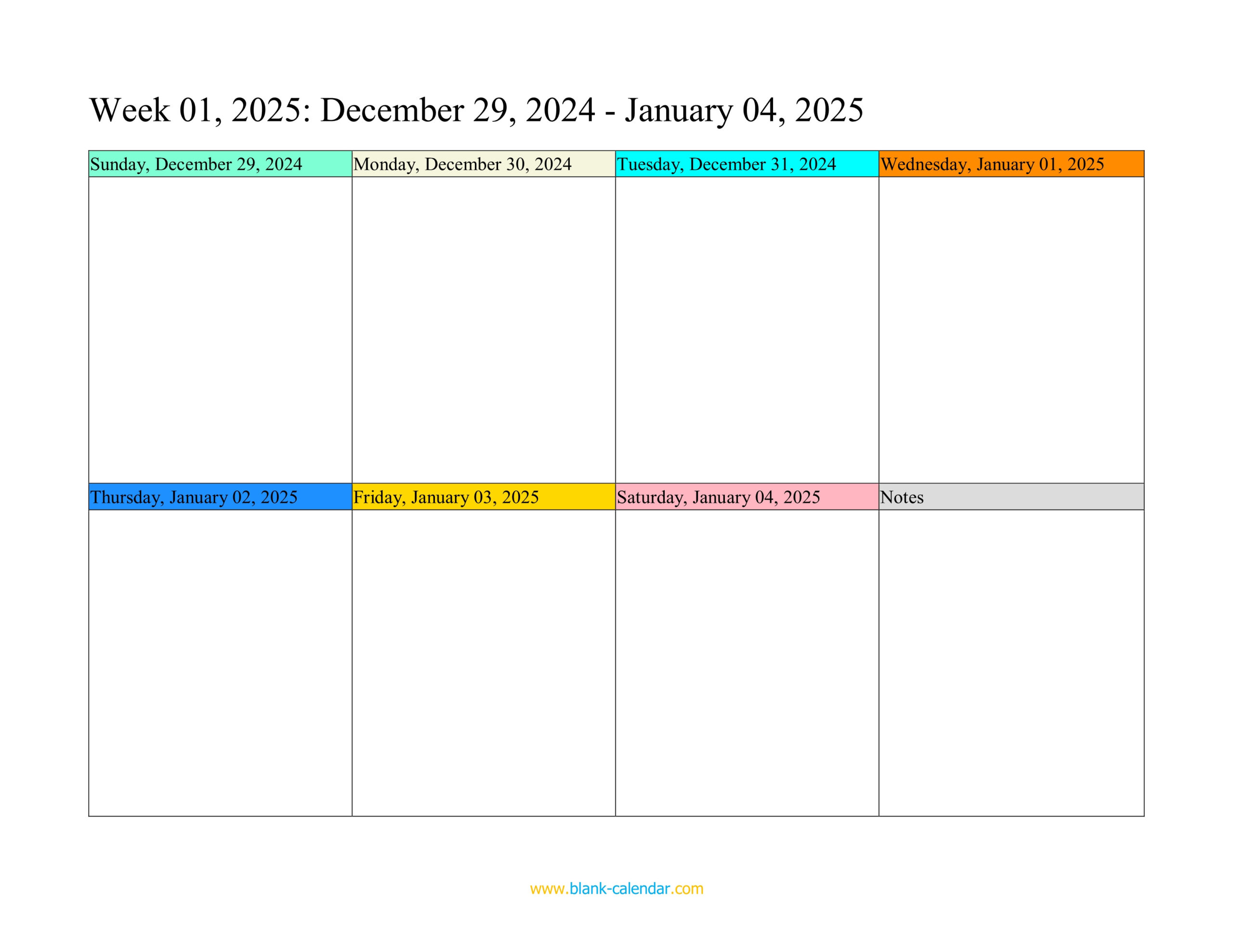 Weekly Calendar 2025 (Word, Excel, Pdf) in Free Printable Calendar 2025 Weekly