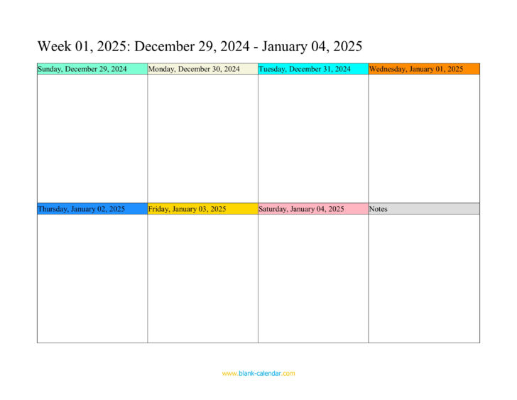 Printable Week Calendar 2025