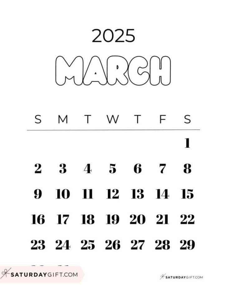 Show Me March Calendar 2025