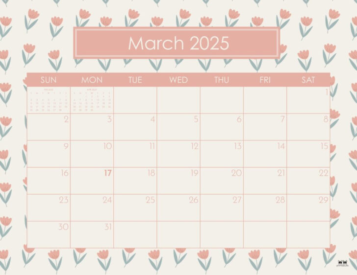 Cute March Printable Calendar 2025