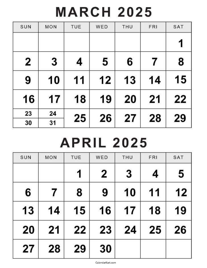 March April 2025 Printable Calendar
