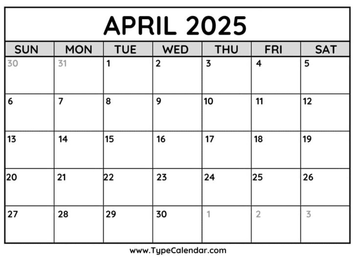 April 2025 Printable Calendar Vertex42