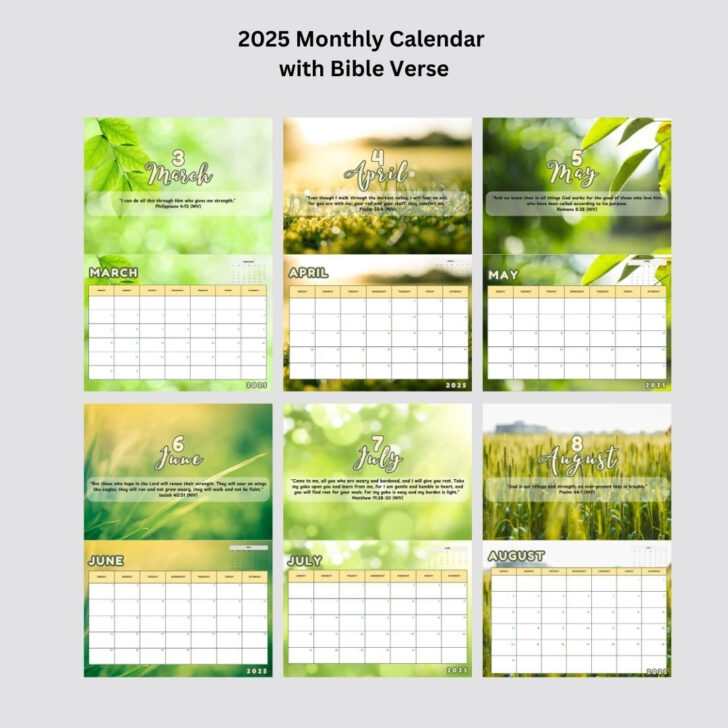 April 2025 Calendar Printable with Scripture