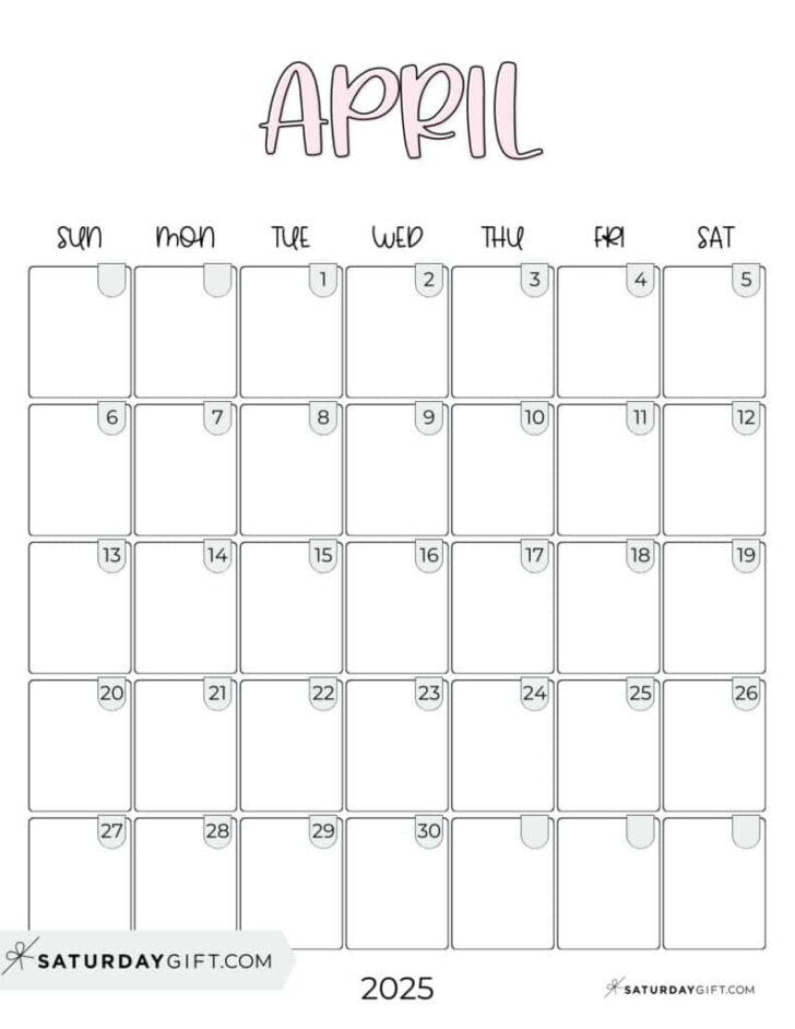 April 2025 Calendar Printable Pretty