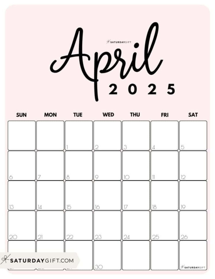 April 2025 Printable Calendar Vertical