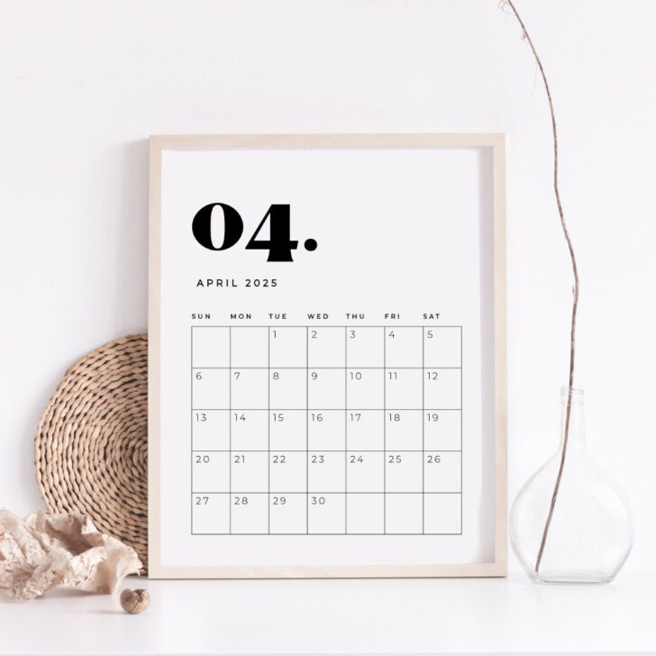 8×10 April 2025 Printable Calendar