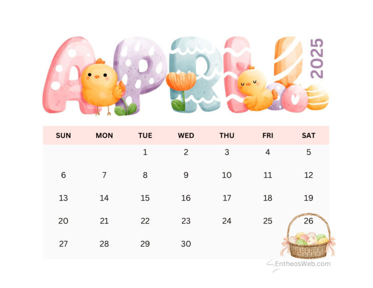2025 April Calendar Free Printable