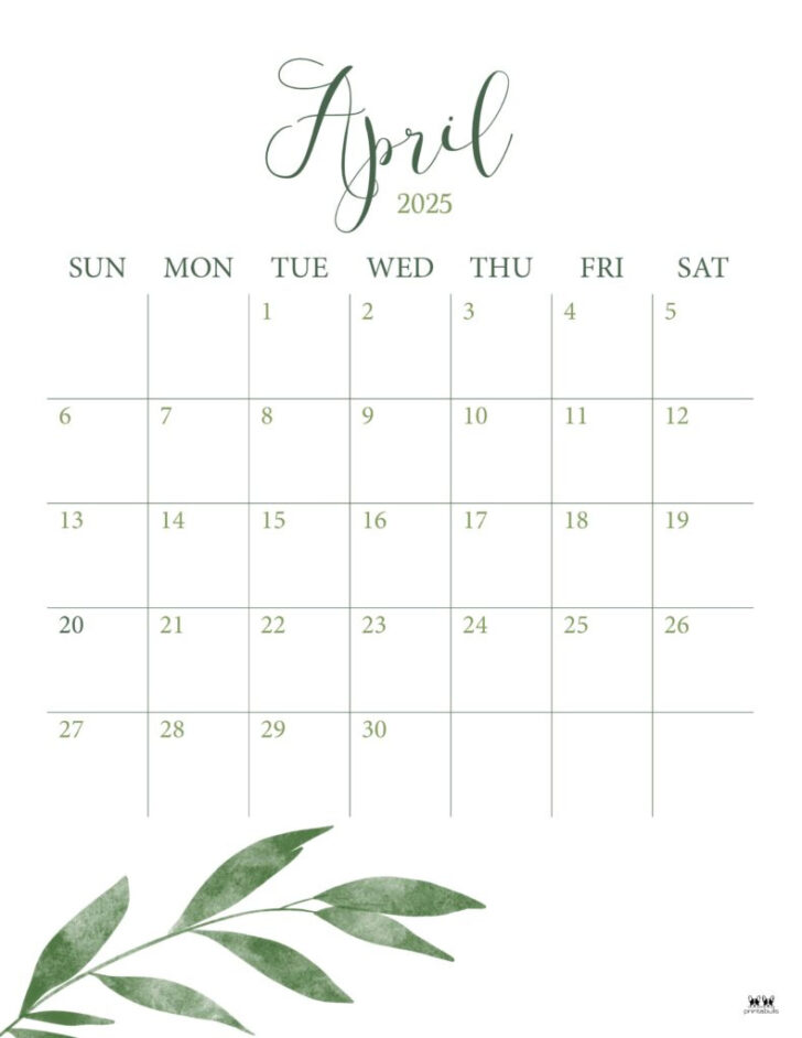 April 2025 Calendar Printable Cute