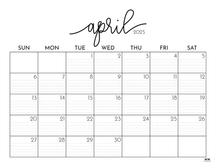 April May Printable Calendar 2025