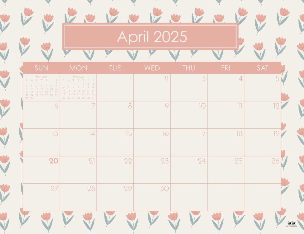 April 2025 Calendars - 107 Free Printables | Printabulls in Cute April Calendar 2025 Printable